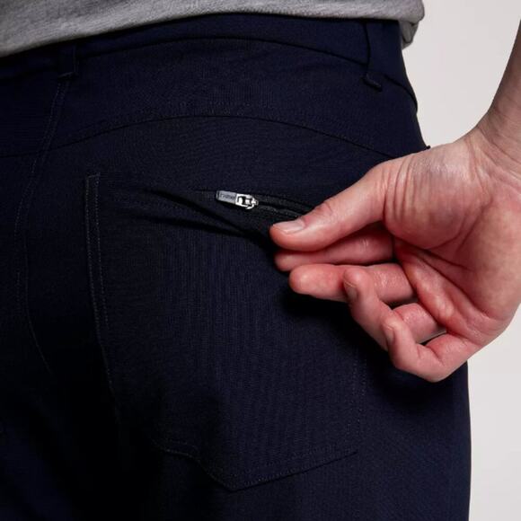 VRST Limitless Slim Fit 5 Pocket Navy Tech Trousers 32x30 NWT - Picture 6 of 10